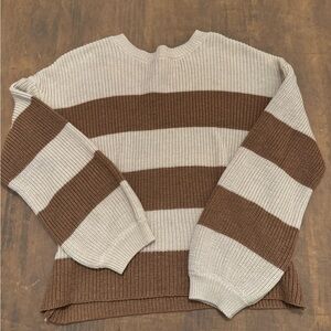 Steve Madden Brown and Cream Striped Sweater